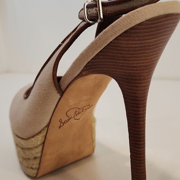 Sam Edelman Novato Slingback Heel Pumps Canvas Sand Jute Wrapped Women Sz 8.5M - Picture 9 of 15